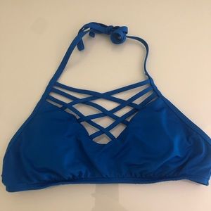 Dark blue halter bikini top